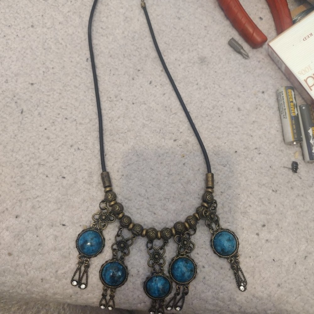Vintage Brass and Turquoise Necklace